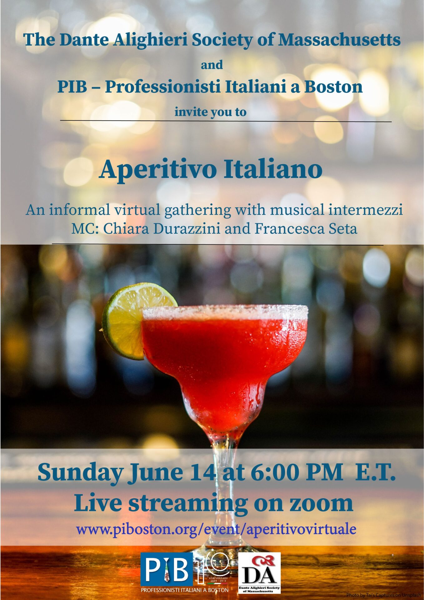 Aperitivo Italiano an Online only Informal Gathering Jun 14th